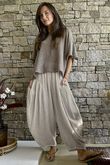 Tasha Cushion Cotton Sia Barrel Pant Stone